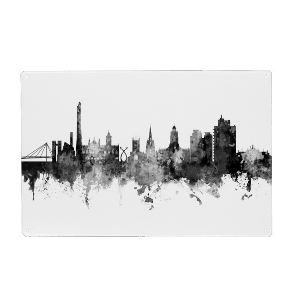 Metall Poster "Northampton England Skyline Black" artboxONE - Städte,Schwarzweiß