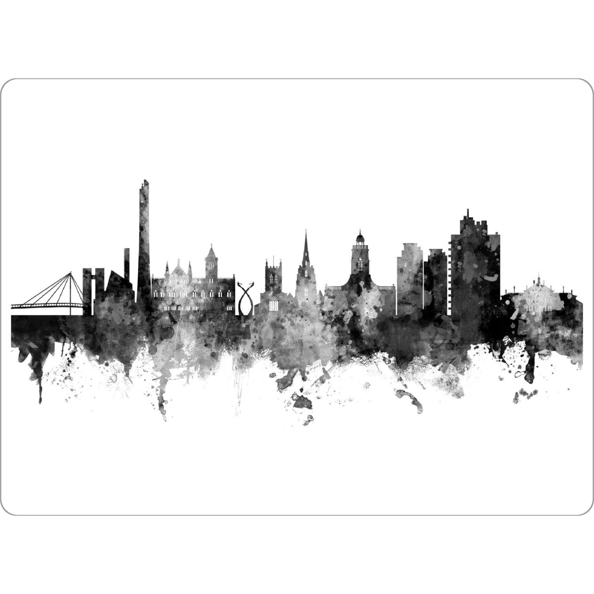 Tischset "Northampton England Skyline Black" artboxONE - Städte,Schwarzweiß
