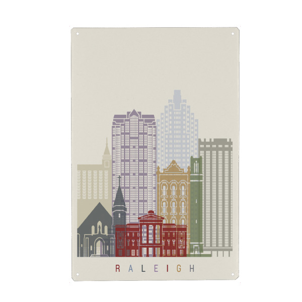 Holzbild "Raleigh V2 skyline" artboxONE - Städte,Architektur