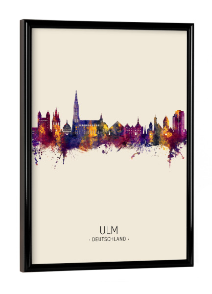 Poster mit schwarzem Rahmen "Ulm Germany Skyline Beige" artboxONE - Städte