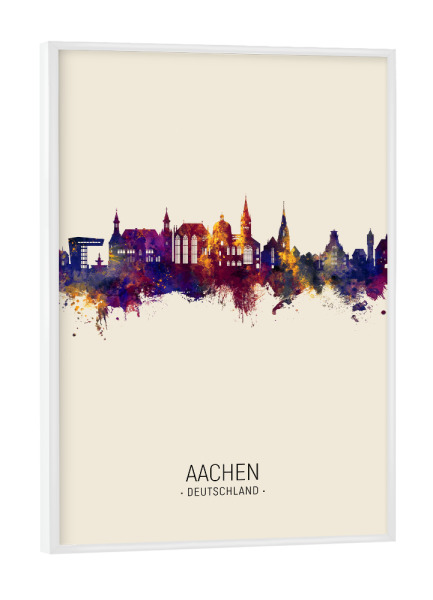 Poster mit weißem Rahmen "Aachen Germany Skyline Beige" artboxONE - Städte