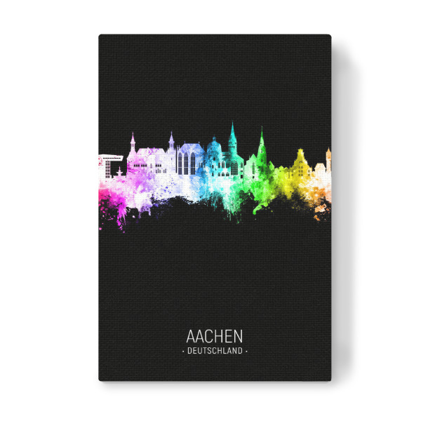 Leinwandbild "Aachen Skyline Colour Black" artboxONE - Städte - Aachen,Deutschland,Skyline,Cityscape,Stadtbild,Watercolor,Painting,City,Stadt,Germany