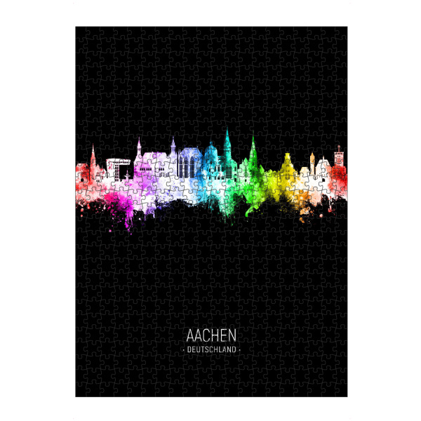 Puzzle Ravensburger "Aachen Skyline Colour Black" artboxONE - Städte