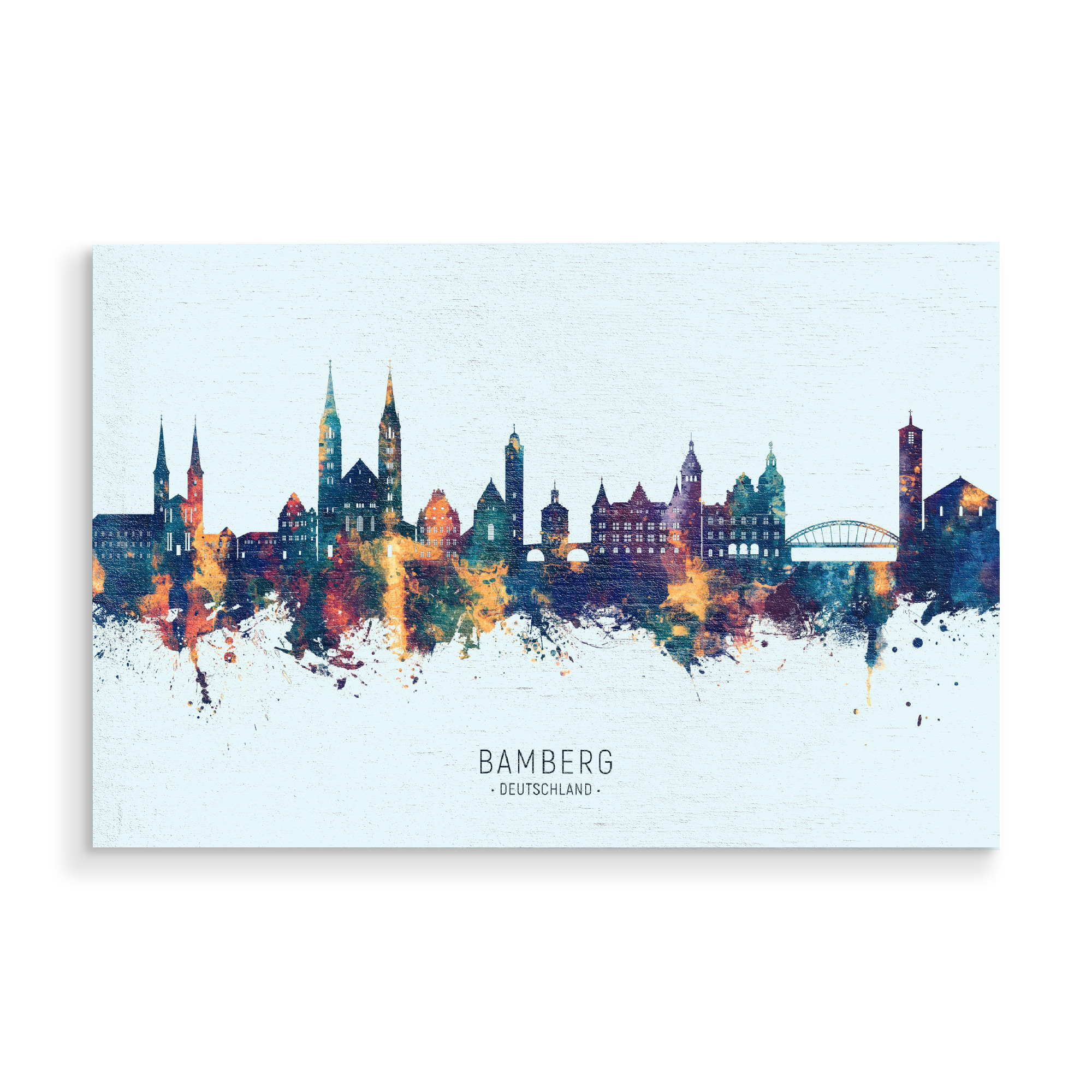 Holzbild "Bamberg Skyline BlueOrange" artboxONE - Städte