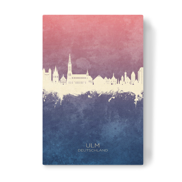 Leinwandbild "Ulm Germany Skyline BlueRose" artboxONE - Städte - Ulm,Deutschland,Skyline,Cityscape,Stadtbild,Watercolor,Painting,City,Stadt,Germany