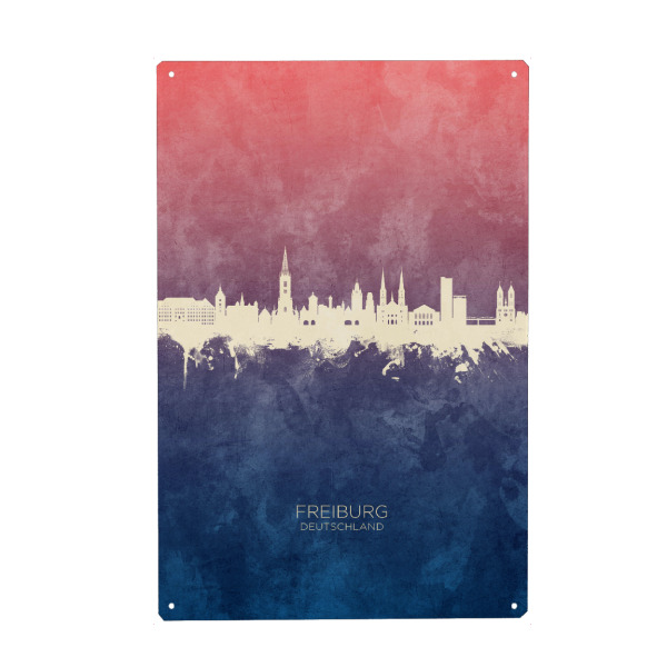 Holzbild "Freiburg Germany Skyline BlueRose" artboxONE - Städte