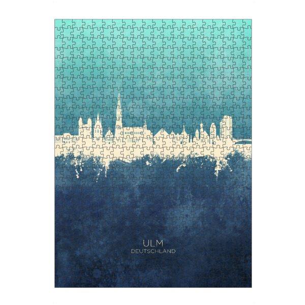 Puzzle Ravensburger "Ulm Germany Skyline NavyCyan" artboxONE - Städte