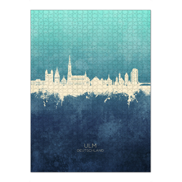 Puzzle Ravensburger "Ulm Germany Skyline NavyCyan" artboxONE - Städte