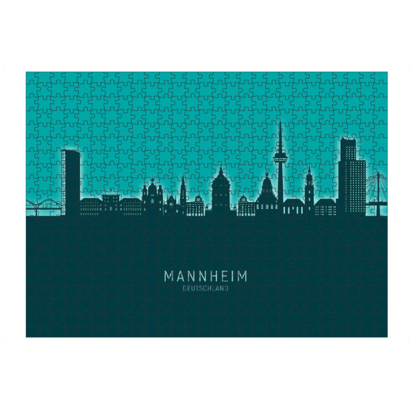 Puzzle Ravensburger "Mannheim Skyline Glow Teal" artboxONE - Städte