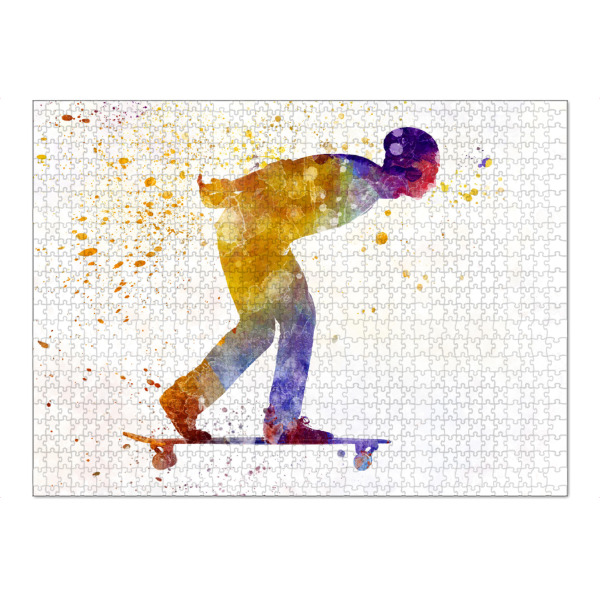 Puzzle Ravensburger "Man skateboard in watercolor-c" artboxONE - Sport