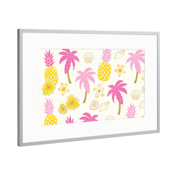 Poster mit Rahmen Silber "Sommertraum am Palmenstrand" artboxONE - Floral,Essen & Trinken / Obst & Gemüse,Lustig