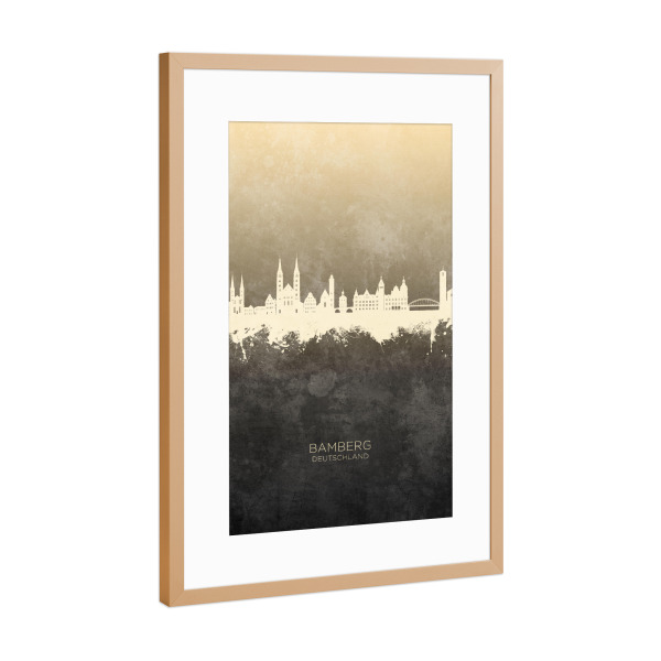 Poster mit Rahmen Kupfer "Bamberg Germany Skyline Taupe" artboxONE - Städte