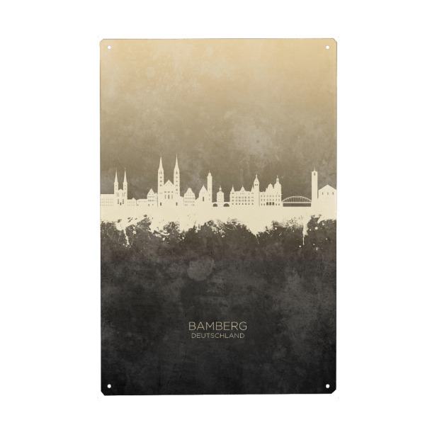 Holzbild "Bamberg Germany Skyline Taupe" artboxONE - Städte - Bamberg,Deutschland,Skyline,Cityscape,Stadtbild,Watercolor,Painting,City,Stadt,Germany