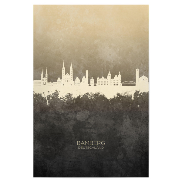 Poster "Bamberg Germany Skyline Taupe" artboxONE - Städte - Bamberg,Deutschland,Skyline,Cityscape,Stadtbild,Watercolor,Painting,City,Stadt,Germany