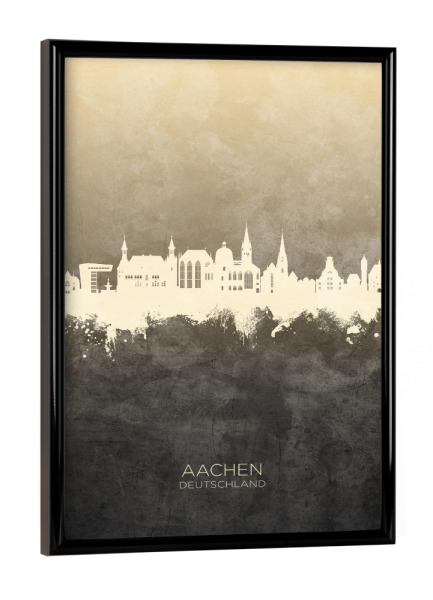 Poster mit schwarzem Rahmen "Aachen Germany Skyline Taupe" artboxONE - Städte