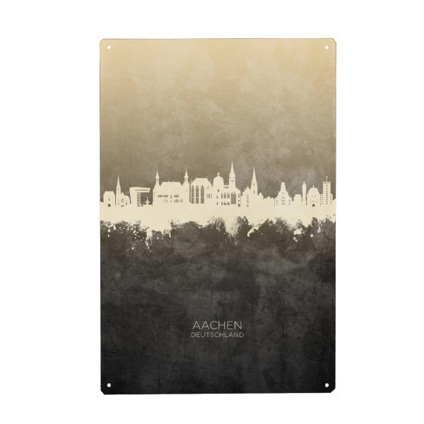 Metall Poster "Aachen Germany Skyline Taupe" artboxONE - Städte