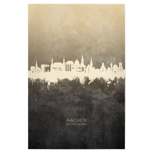 Poster "Aachen Germany Skyline Taupe" artboxONE - Städte - Aachen,Deutschland,Skyline,Cityscape,Stadtbild,Watercolor,Painting,City,Stadt,Germany