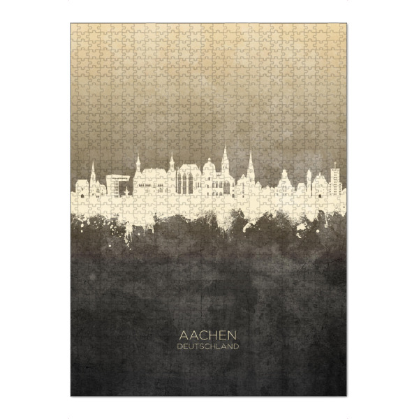 Puzzle Ravensburger "Aachen Germany Skyline Taupe" artboxONE - Städte