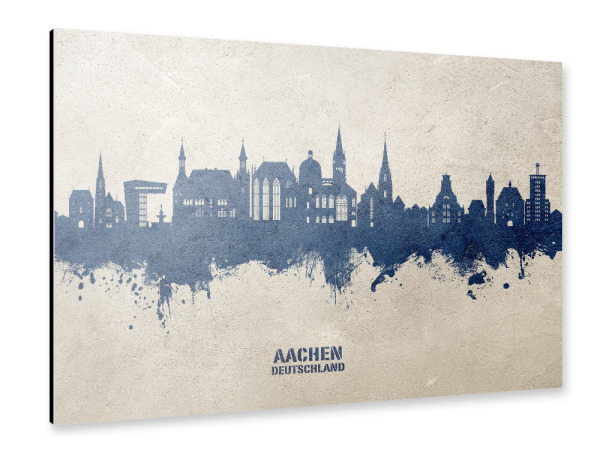 Alu-Dibond "Aachen Germany Skyline PaintBlue" 30x20 cm artboxONE