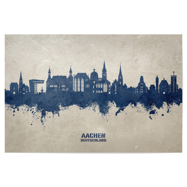 Poster 30x20 cm "Aachen Germany Skyline PaintBlue" artboxONE - Städte