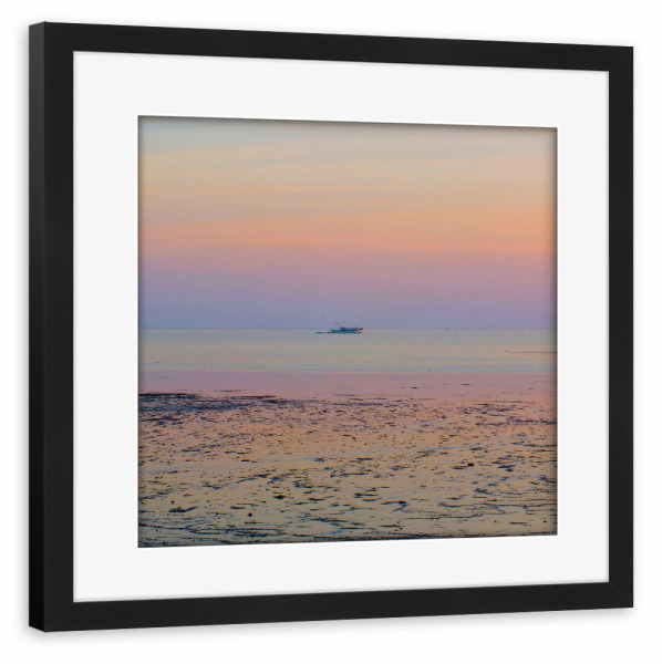 Poster mit Rahmen schwarz "Trawler at Sunset" artboxONE - Reise / Strand und Meer