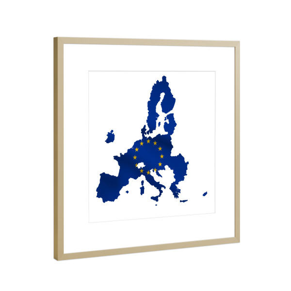 Poster mit Rahmen Gold "Europe Flagmap" artboxONE - Kartografie