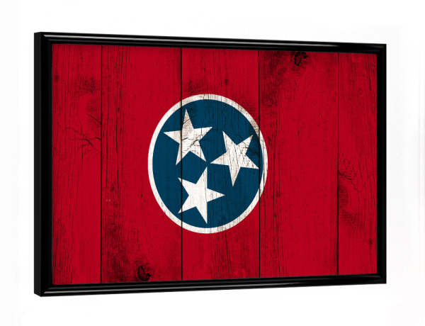 Poster mit schwarzem Rahmen "Tennessee Flag" artboxONE - Reise / Länder - Tennessee,Flag,Flagge,Fahne,Grunge,Wooden