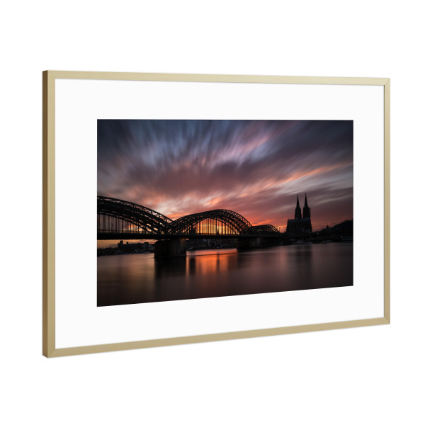Poster mit Rahmen Gold "Hohenzollernbrücke" artboxONE - Städte / Köln,Architektur