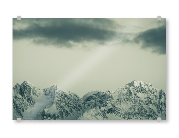 Acrylglasbild "Schneeberge" artboxONE - Natur - Berge,Gebirge,Bergkette,Winter,Schnee,Lyngen,Norwegen,Skandinavien,Landschaftsfoto,Alpin
