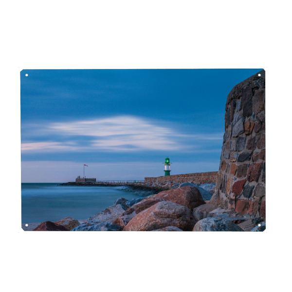 Metall Poster "Mole und Molenturm abends" artboxONE - Natur,Reise,Architektur,Reise / Strand und Meer