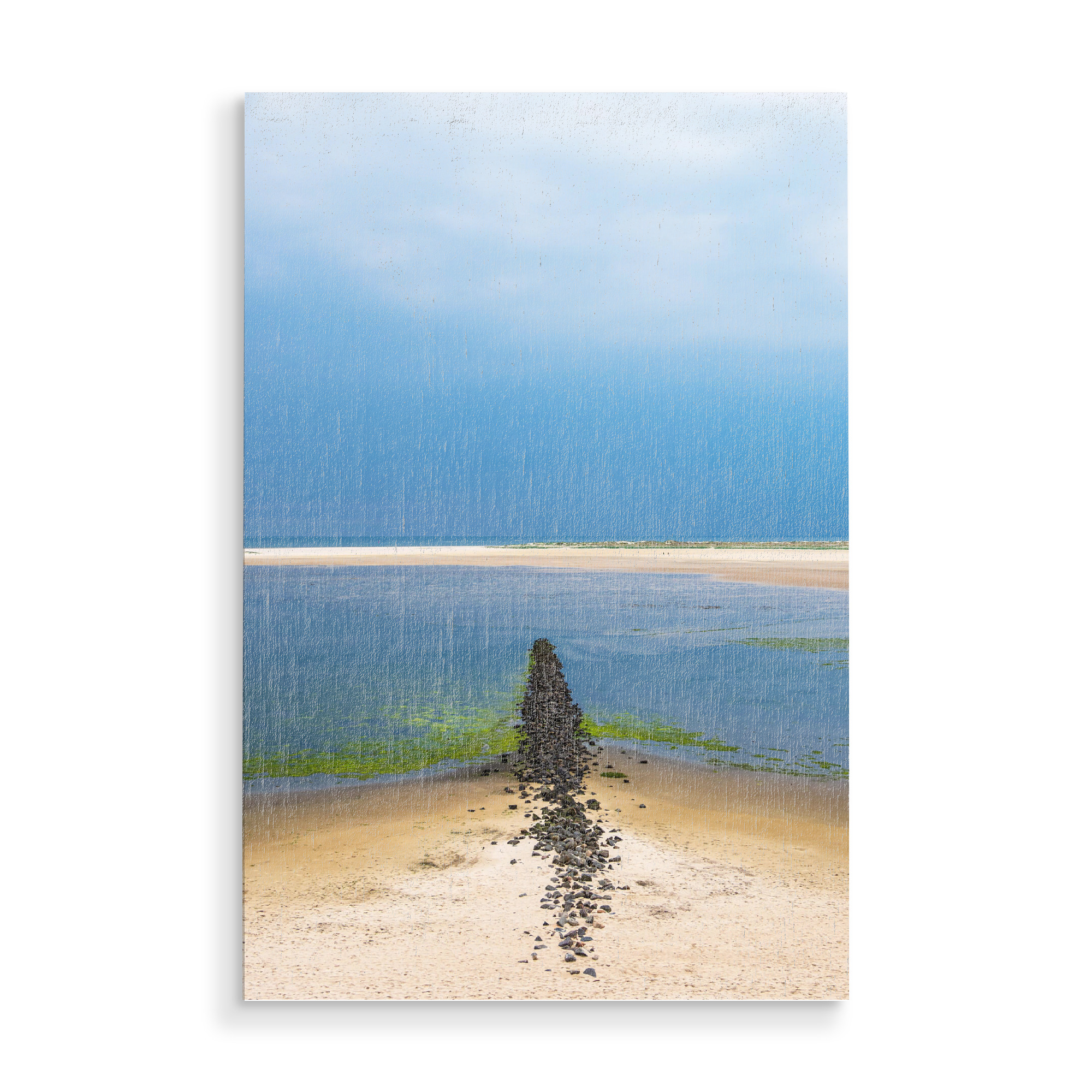 Holzbild "Strand , Buhne und Algen" artboxONE - Natur,Reise,Reise / Strand und Meer