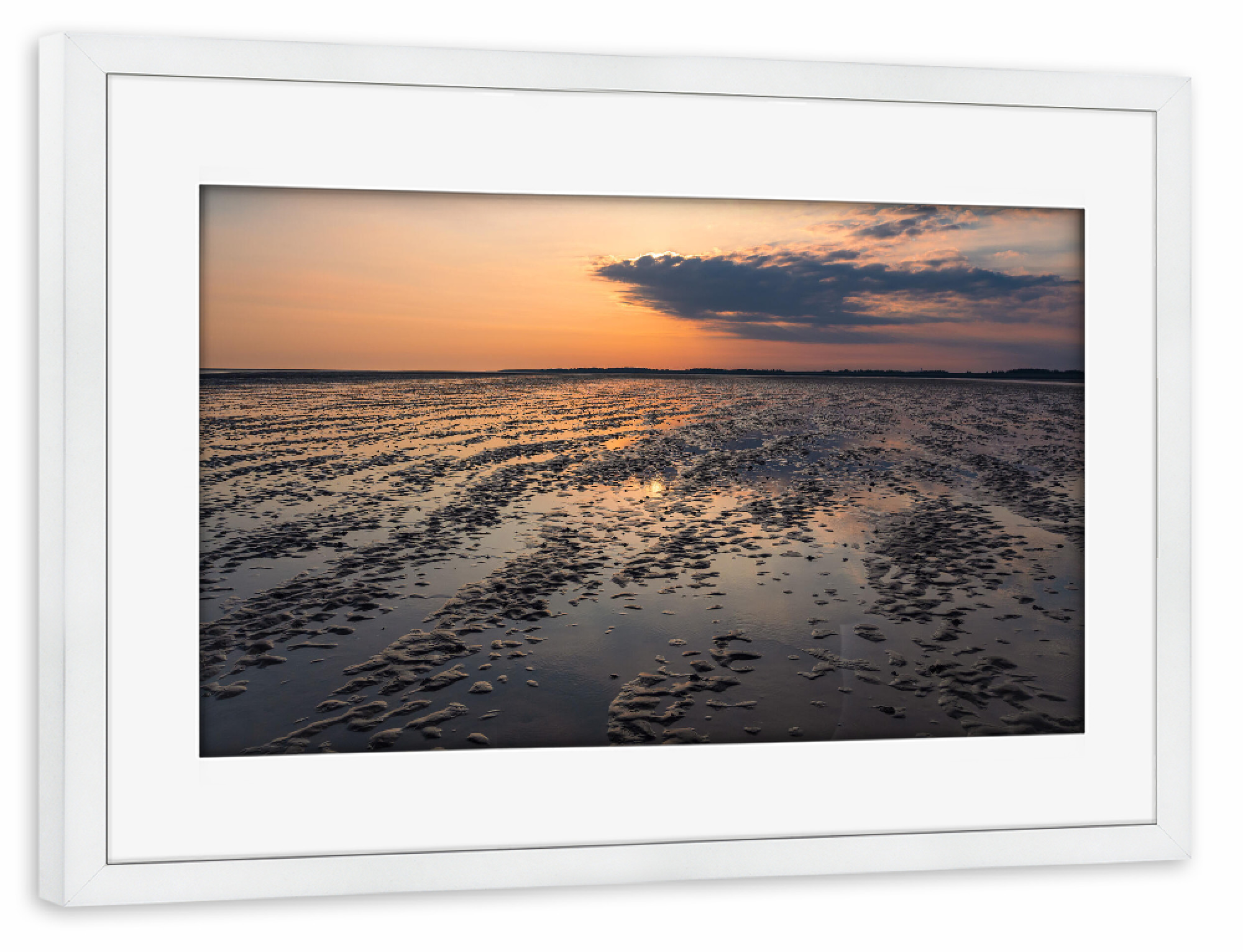Poster mit Rahmen weiß "Watt zwischen Amrum und Föhr" artboxONE - Natur,Reise,Reise / Strand und Meer