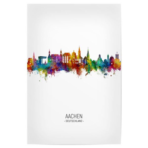 Poster "Aachen Germany Skyline Portrait" artboxONE - Städte - Aachen,Deutschland,Skyline,Cityscape,Stadtbild,Watercolor,Painting,City,Stadt,Germany