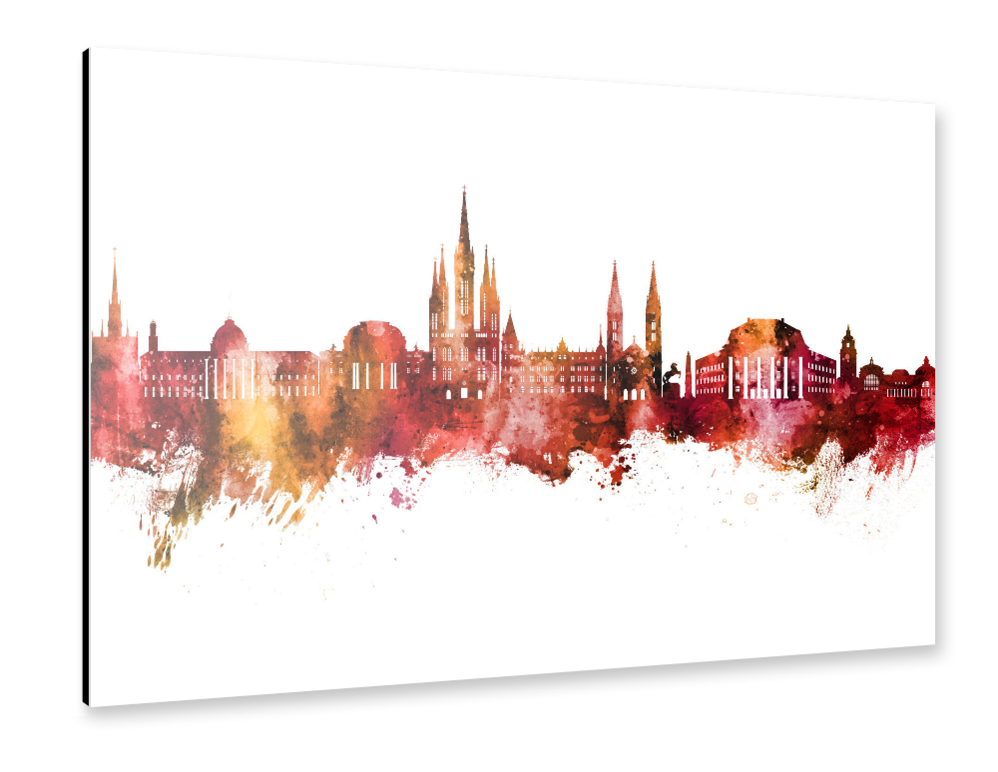 Alu-Dibond "Wiesbaden Germany Skyline Red" 30x20 cm artboxONE