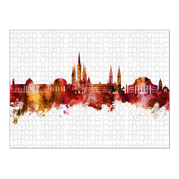 Puzzle Ravensburger "Wiesbaden Germany Skyline Red" artboxONE - Städte