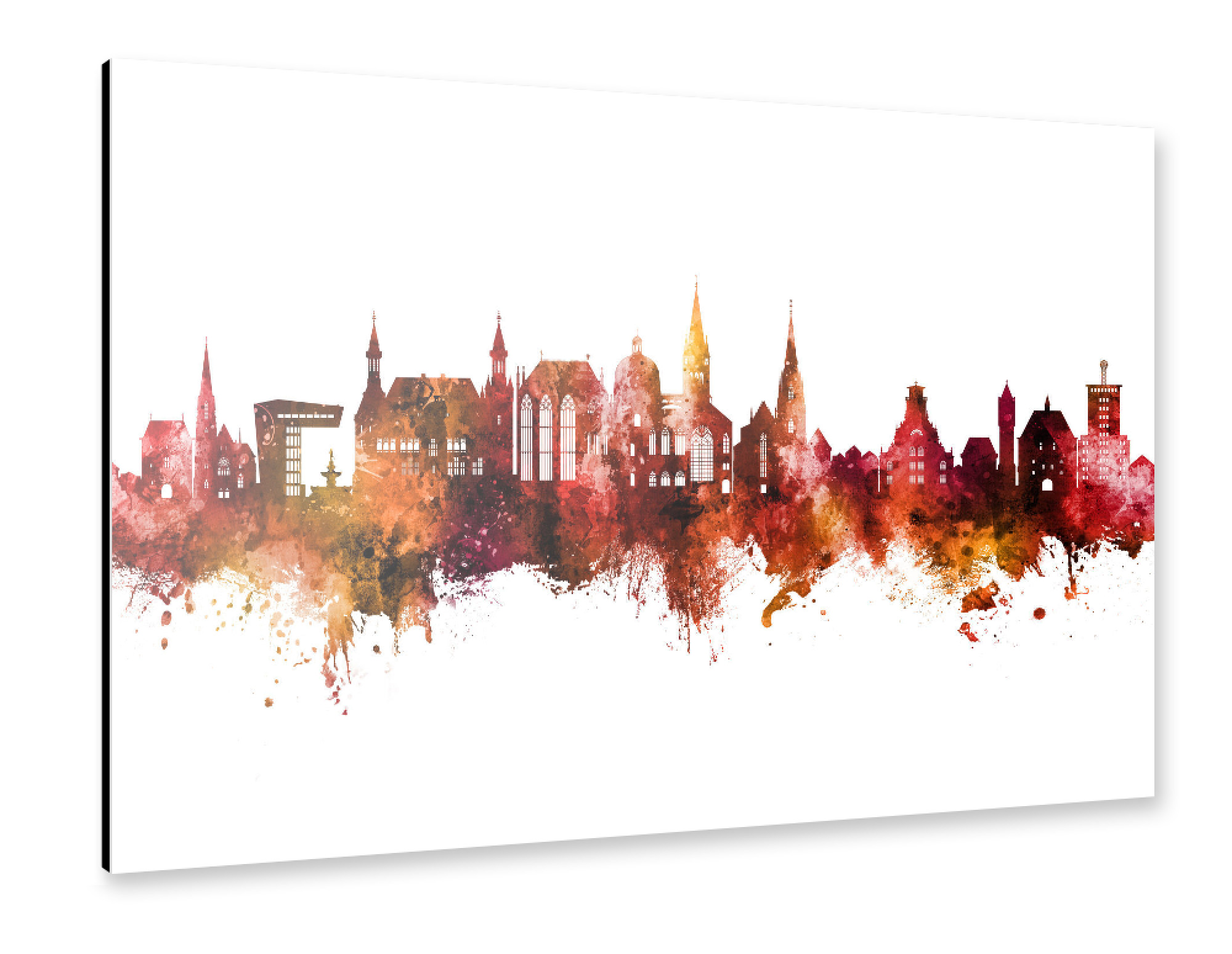 Alu-Dibond "Aachen Germany Skyline Red" 75x50 cm artboxONE