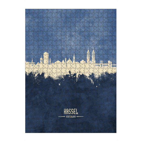 Puzzle Ravensburger "Kassel Germany Skyline Navy" artboxONE - Städte