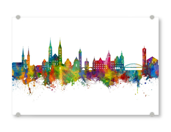 Acrylglasbild "Bamberg Germany Skyline" artboxONE - Städte - Bamberg,Deutschland,Skyline,Cityscape,Stadtbild,Watercolor,Painting,City,Stadt,Germany