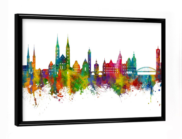 Poster mit schwarzem Rahmen "Bamberg Germany Skyline" artboxONE - Städte