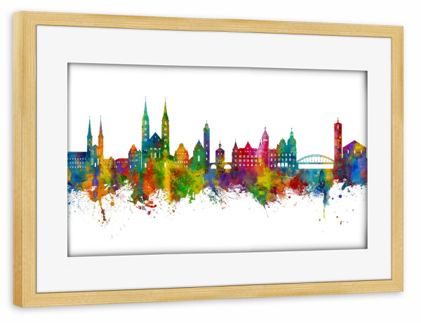 Poster mit Rahmen kiefer "Bamberg Germany Skyline" artboxONE - Städte