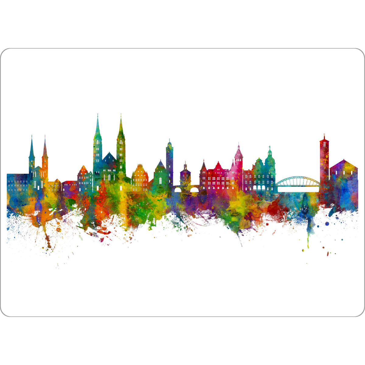 Tischset "Bamberg Germany Skyline" artboxONE - Städte - Bamberg,Deutschland,Skyline,Cityscape,Stadtbild,Watercolor,Painting,City,Stadt,Germany