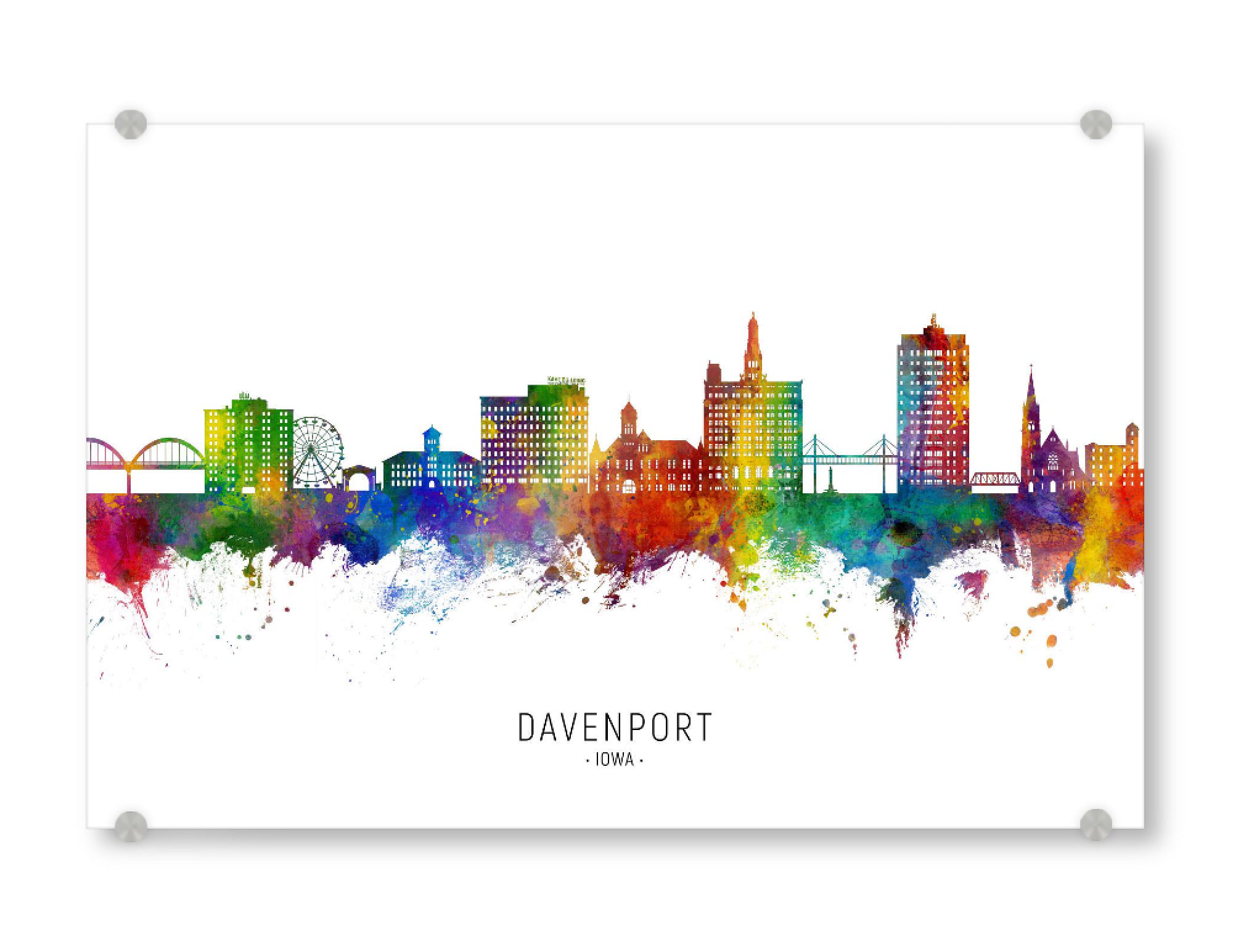 Acrylglasbild "Davenport Iowa Skyline txt" artboxONE - Städte