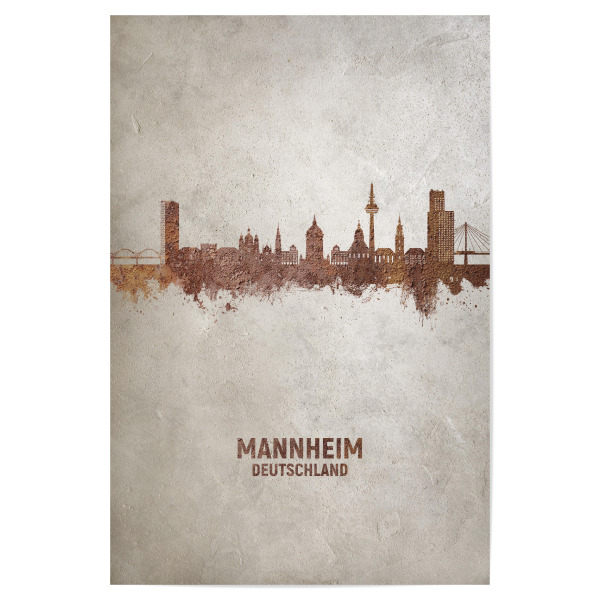 Poster "Mannheim Germany Skyline Rust" artboxONE - Städte - Mannheim,Deutschland,Skyline,Cityscape,Stadtbild,Watercolor,Painting,City,Stadt,Germany