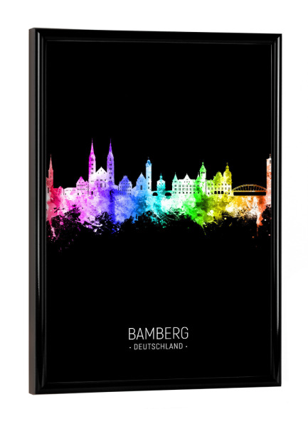 Poster mit schwarzem Rahmen "Bamberg Skyline Colour Black" artboxONE - Städte