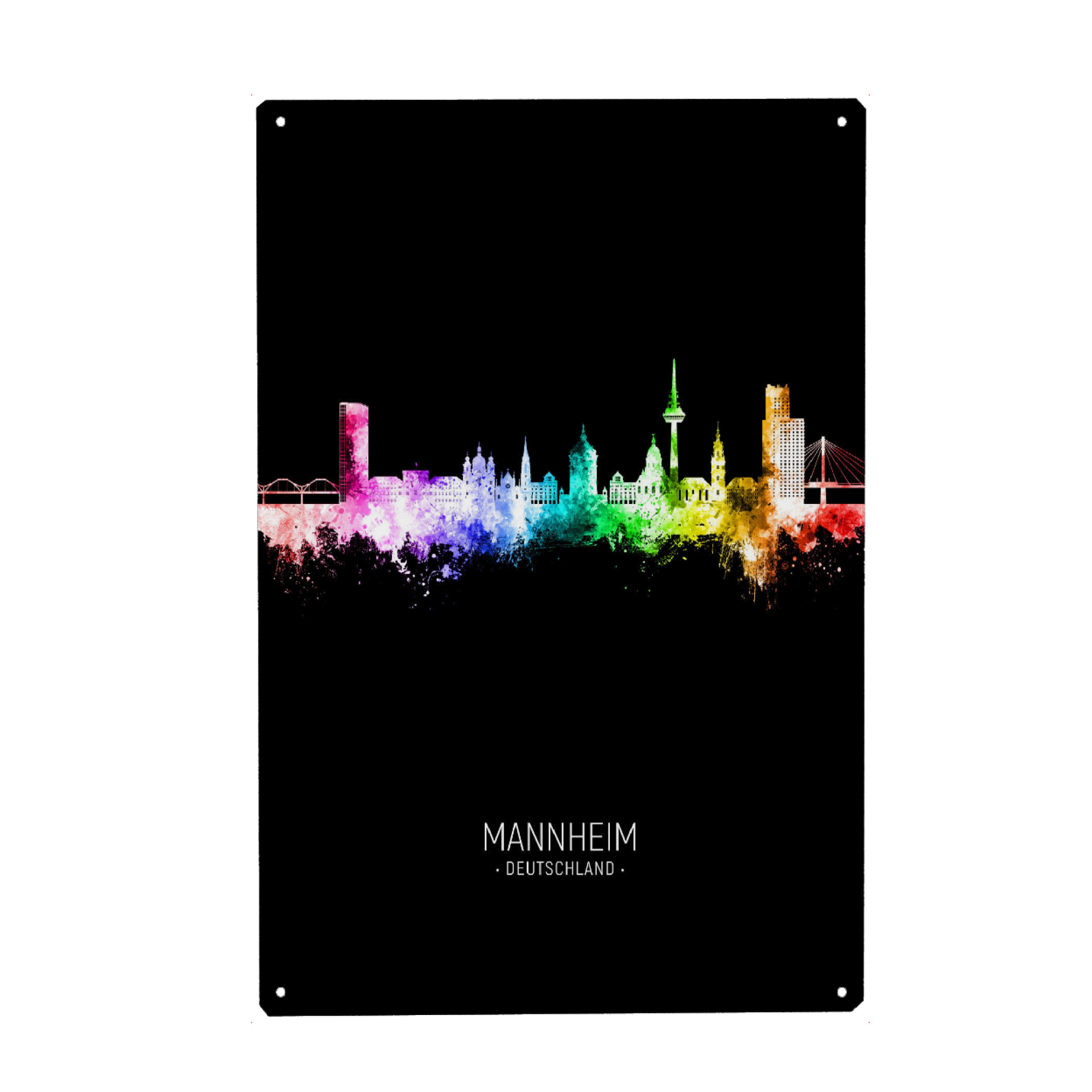 Metall Poster "Mannheim Skyline Colour Black" artboxONE - Städte