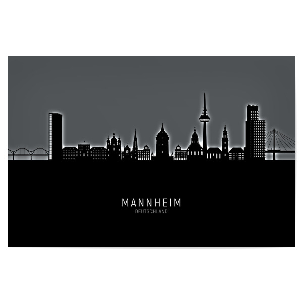 Poster 30x20 cm "Mannheim Skyline Glow White" artboxONE - Städte