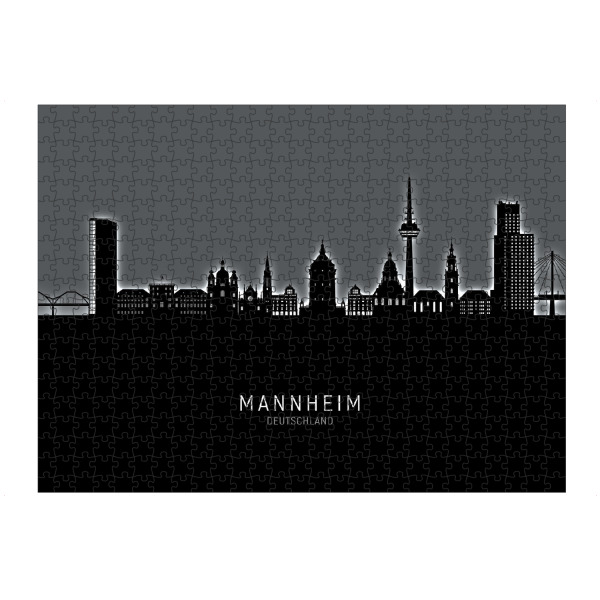 Puzzle Ravensburger "Mannheim Skyline Glow White" artboxONE - Städte