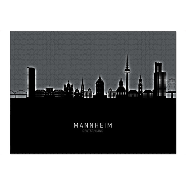 Puzzle Ravensburger "Mannheim Skyline Glow White" artboxONE - Städte