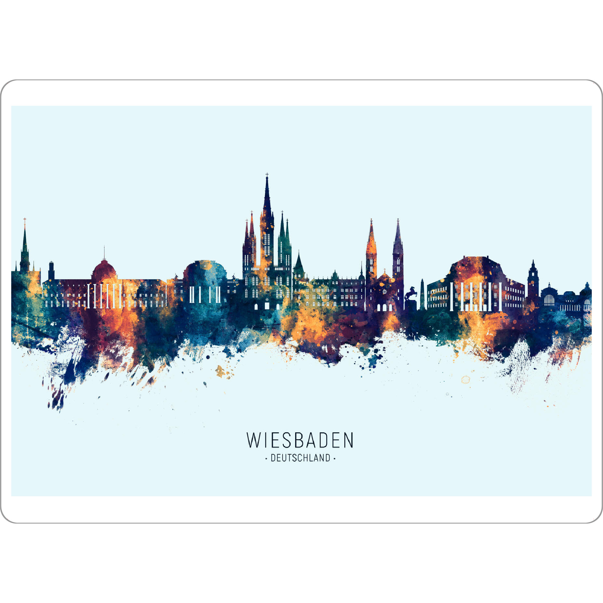 Tischset "Wiesbaden Skyline BlueOrange" artboxONE - Städte