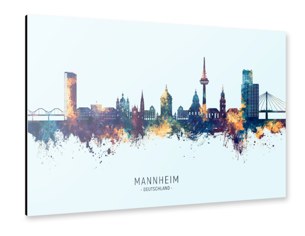 Alu-Dibond "Mannheim Skyline BlueOrange" 30x20 cm artboxONE